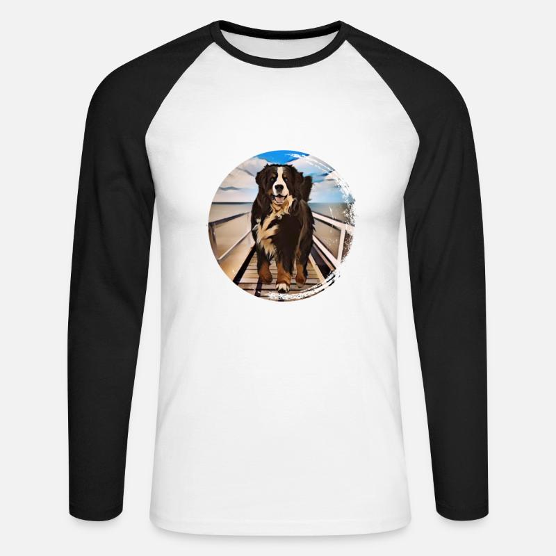 Berner Berghund - Unisex Baseballshirt langarm - Weiß/Schwarz
