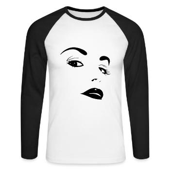 Woman face - Unisex Long Sleeve Baseball T-Shirt - white/black - Front - Nik (191cm)
