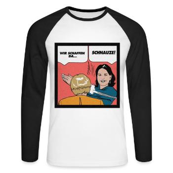 Merkel Baerbock Nous créons la politique Chancelière - T-shirt baseball manches longues Homme - blanc/noir - Devant - Nik (191cm)