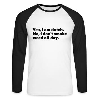 Néerlandais - T-shirt baseball manches longues Homme - blanc/noir - Devant - Nik (191cm)