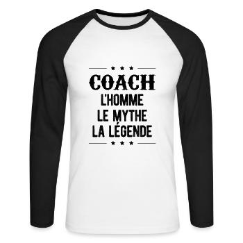 COACH L'HOMME LE MYTHE LA LÉGENDE - T-shirt baseball manches longues Homme - blanc/noir - Devant - Nik (191cm)