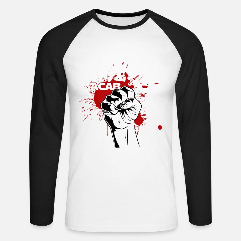 Faust mit Blut - Anti-Cops - Unisex Baseballshirt langarm - Weiß/Schwarz