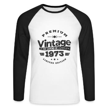 VINTAGE 1973 - Unisex Long Sleeve Baseball T-Shirt - white/black - Front - Nik (191cm)