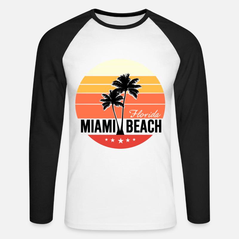 Spiaggia di Miami - Maglia da baseball a manica lunga da uomo - bianco/nero