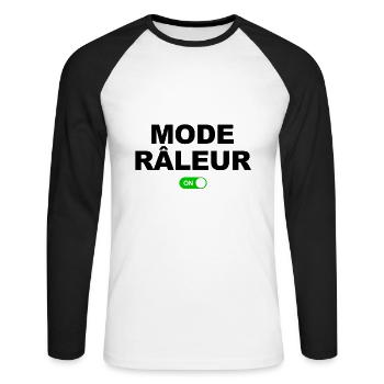 MODE RÂLEUR ON - T-shirt baseball manches longues Homme - blanc/noir - Devant - Nik (191cm)