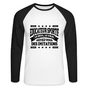EDUCATEUR SPORTIF LE SEUL LE VRAI - T-shirt baseball manches longues Homme - blanc/noir - Devant - Nik (191cm)