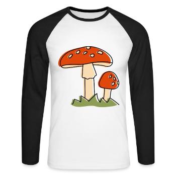 Mouche champignons agaric Champignon - T-shirt baseball manches longues Homme - blanc/noir - Devant - Nik (191cm)