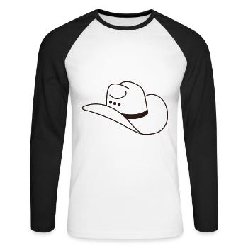 Cowboy Hut - Unisex Baseballshirt langarm - Weiß/Schwarz - Vorne - Nik (191cm)