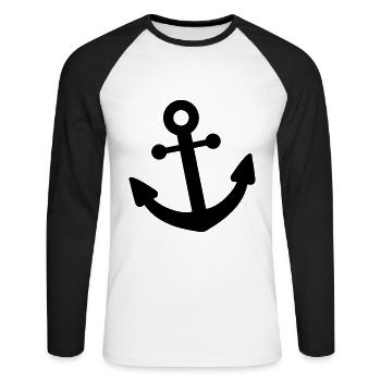 Marin d’ancre Marin Marin - T-shirt baseball manches longues Homme - blanc/noir - Devant - Nik (191cm)