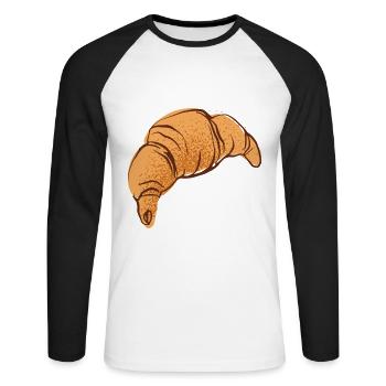 Croissant - T-shirt baseball manches longues Homme - blanc/noir - Devant - Nik (191cm)