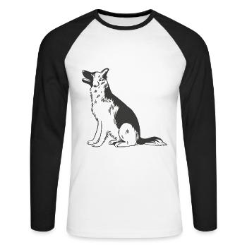 German Shepherd - Unisex Long Sleeve Baseball T-Shirt - white/black - Front - Nik (191cm)