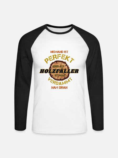 Holzfäller geschenk - Unisex Baseballshirt langarm - Weiß/Schwarz