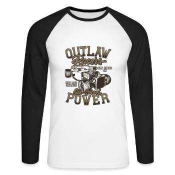 Hot Rod - Voitures de course classiques - lumineuses - T-shirt baseball manches longues Homme - blanc/noir - Devant - Nik (191cm)