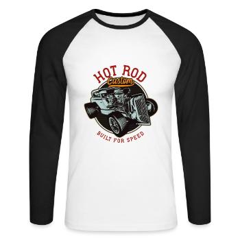 Hot Rod - Voitures de course classiques - lumineuses - T-shirt baseball manches longues Homme - blanc/noir - Devant - Nik (191cm)