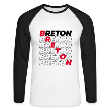 BRETON - T-shirt baseball manches longues Homme - blanc/noir - Devant - Nik (191cm)