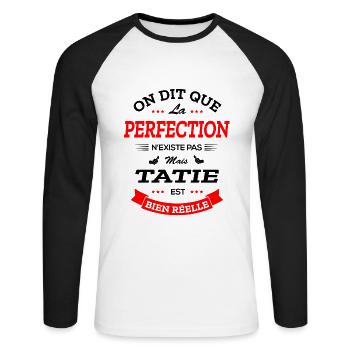 TATIE PARFAITE - T-shirt baseball manches longues Homme - blanc/noir - Devant - Nik (191cm)