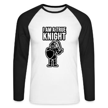Ich bin ein wahrer Ritter - Unisex Baseballshirt langarm - Weiß/Schwarz - Vorne - Nik (191cm)