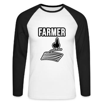 Farmer, Bauer und Landwirt - Unisex Baseballshirt langarm - Weiß/Schwarz - Vorne - Nik (191cm)