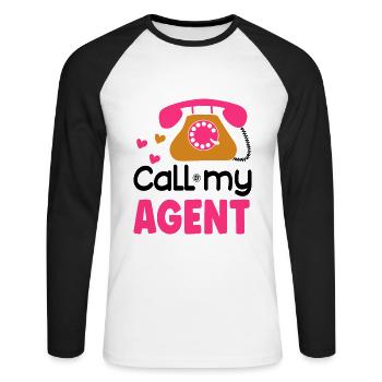 Call my agent - Unisex Baseballshirt langarm - Weiß/Schwarz - Vorne - Nik (191cm)