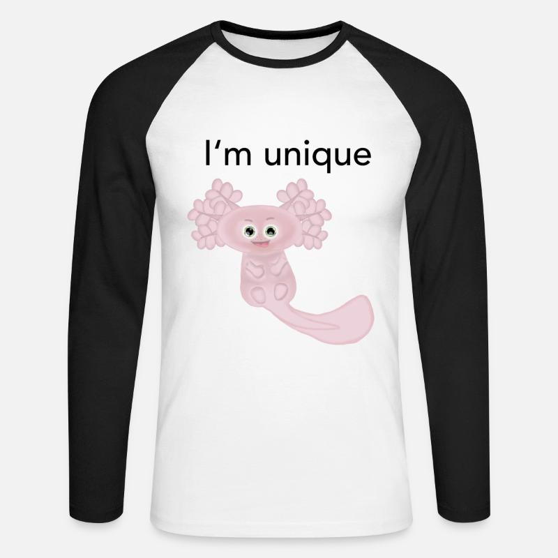 Ich bin einzigartig Axolotl - Unisex Baseballshirt langarm - Weiß/Schwarz