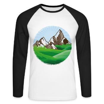 Berge Natur - Unisex Baseballshirt langarm - Weiß/Schwarz - Vorne - Nik (191cm)