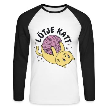 Lütje Katt Petit chat bas-allemand - T-shirt baseball manches longues Homme - blanc/noir - Devant - Nik (191cm)