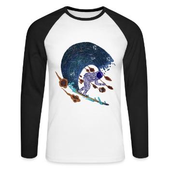 SPACE SPACE SURFER SURF SURFING SURFING ALL MOTIF - Unisex Long Sleeve Baseball T-Shirt - white/black - Front - Nik (191cm)