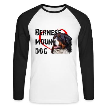 Bouvier bernois - T-shirt baseball manches longues Homme - blanc/noir - Devant - Nik (191cm)