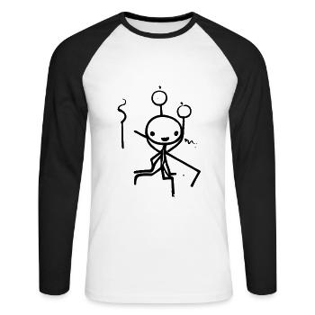 Stick figure Abstract - Unisex Long Sleeve Baseball T-Shirt - white/black - Front - Nik (191cm)