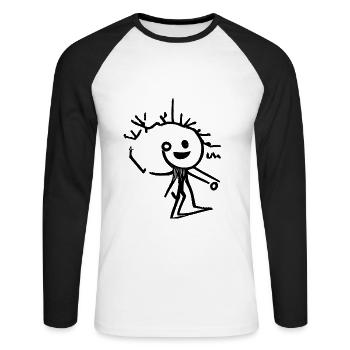 Figure de bâton Résumé - T-shirt baseball manches longues Homme - blanc/noir - Devant - Nik (191cm)