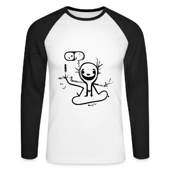 Figure de bâton étrange - T-shirt baseball manches longues Homme - blanc/noir - Devant - Nik (191cm)
