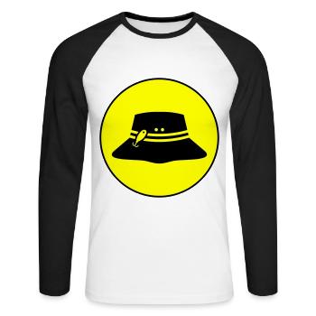 Cercle d’icônes de chapeau de pêche - T-shirt baseball manches longues Homme - blanc/noir - Devant - Nik (191cm)