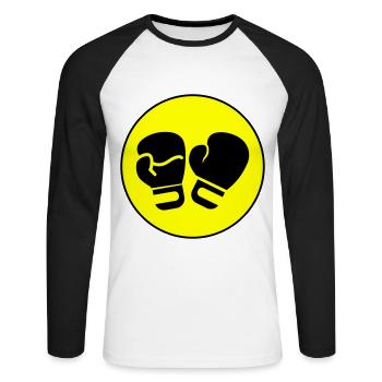 Symbole des gants de boxe - T-shirt baseball manches longues Homme - blanc/noir - Devant - Nik (191cm)