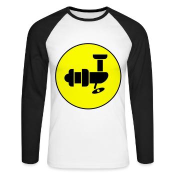 Cercle symbole de moulinet de pêche - T-shirt baseball manches longues Homme - blanc/noir - Devant - Nik (191cm)