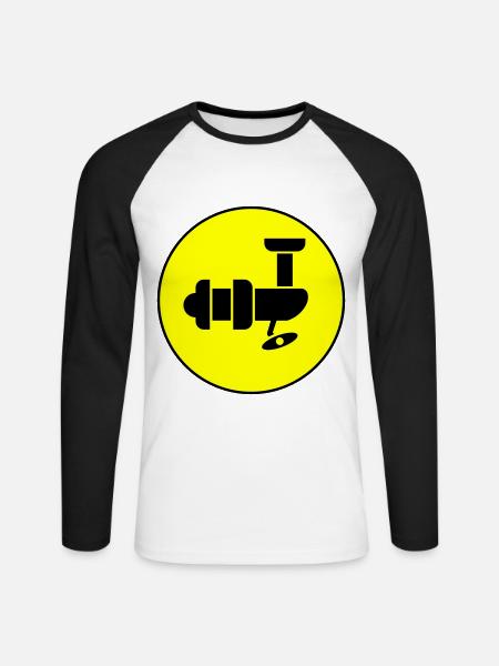 Fishing Reel Symbol Circle - Unisex Long Sleeve Baseball T-Shirt - white/black