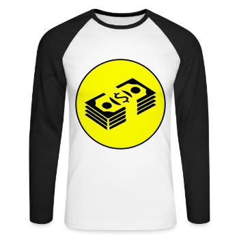 Money Money Circle - Unisex Long Sleeve Baseball T-Shirt - white/black - Front - Nik (191cm)