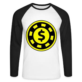 Cercle de jetons de poker - T-shirt baseball manches longues Homme - blanc/noir - Devant - Nik (191cm)