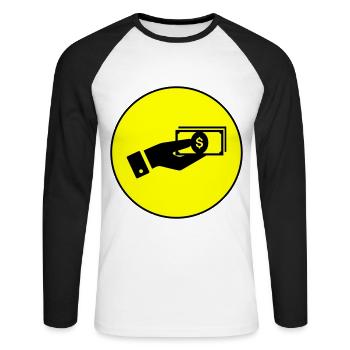 Geld Icon - Unisex Baseballshirt langarm - Weiß/Schwarz - Vorne - Nik (191cm)
