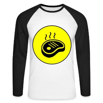 Cercle d’icônes de steak - T-shirt baseball manches longues Homme - blanc/noir - Devant - Nik (191cm)