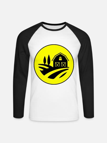Farm Harvest Circle - Unisex Long Sleeve Baseball T-Shirt - white/black