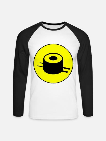 Sushi icon circle - Unisex Long Sleeve Baseball T-Shirt - white/black