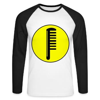 Kamm Friseur Kreis - Unisex Baseballshirt langarm - Weiß/Schwarz - Vorne - Nik (191cm)