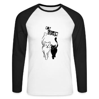 CAT LOVER - Cat Lovers / Black & White - Unisex Long Sleeve Baseball T-Shirt - white/black - Front - Nik (191cm)