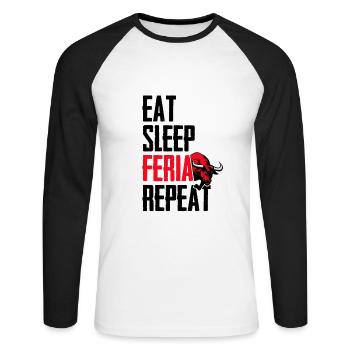 Eat sleep feria repeat - Unisex Long Sleeve Baseball T-Shirt - white/black - Front - Nik (191cm)
