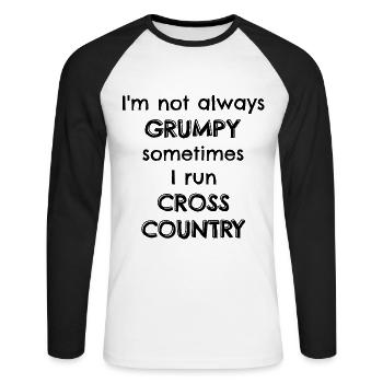 Parfois, je cours le cross-country - T-shirt baseball manches longues Homme - blanc/noir - Devant - Nik (191cm)