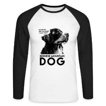 Bouvier bernois - T-shirt baseball manches longues Homme - blanc/noir - Devant - Nik (191cm)
