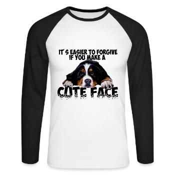 Bouvier bernois - T-shirt baseball manches longues Homme - blanc/noir - Devant - Nik (191cm)
