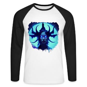 Demon der Eiszeit - Unisex Baseballshirt langarm - Weiß/Schwarz - Vorne - Nik (191cm)