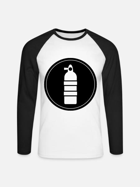 Oxygen Diving Circle - Unisex Long Sleeve Baseball T-Shirt - white/black
