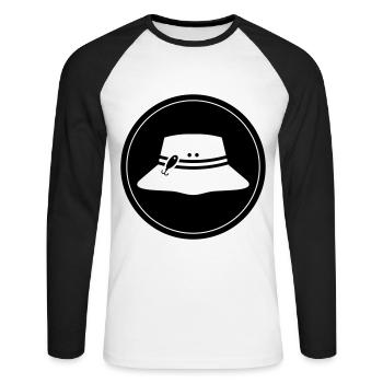 Cercle d’icônes de chapeau de pêche - T-shirt baseball manches longues Homme - blanc/noir - Devant - Nik (191cm)